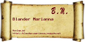 Blander Marianna névjegykártya